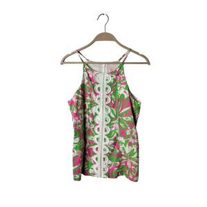 LILLY PULITZER Annabelle Top Sz 6‎ Pink/Green Forgot my Trunks Coastal Floral